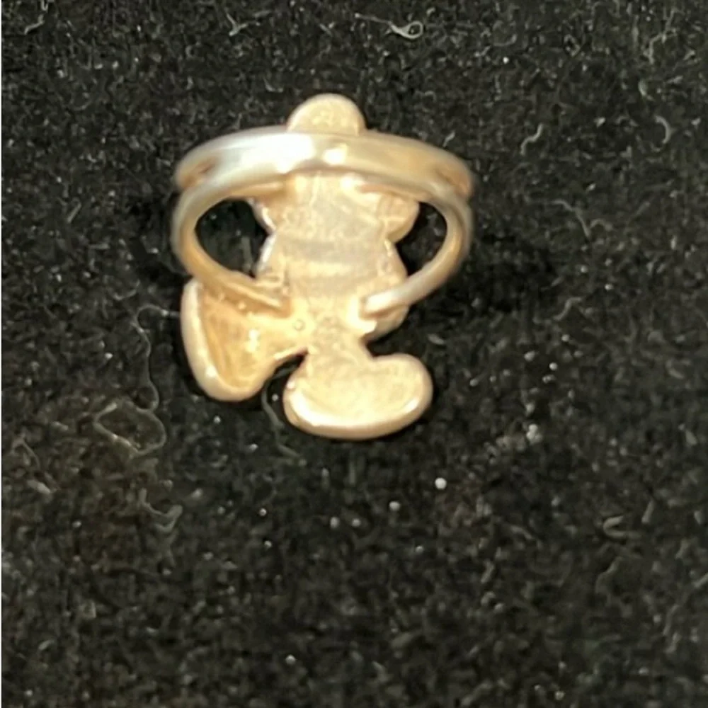 Vintage Zuni Sterling Silver Stone Chip Inlay Mickey Mouse Ring - Picture 3 of 5